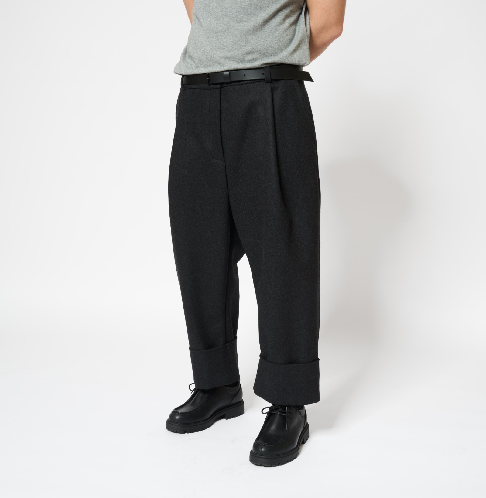 Warm Wool Cuff Pants Dark Grey 