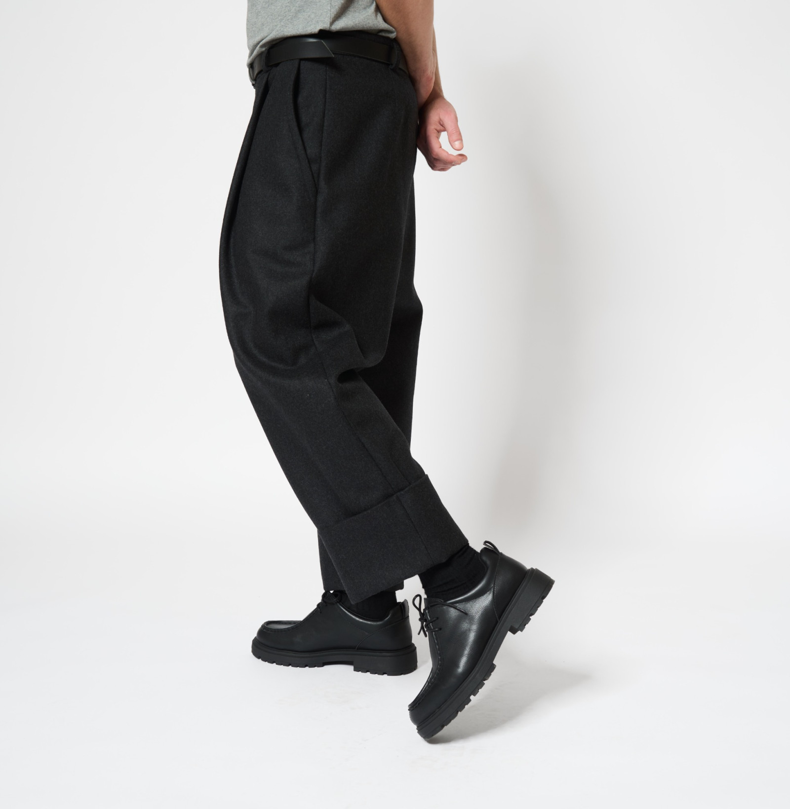 Warm Wool Cuff Pants Dark Grey 