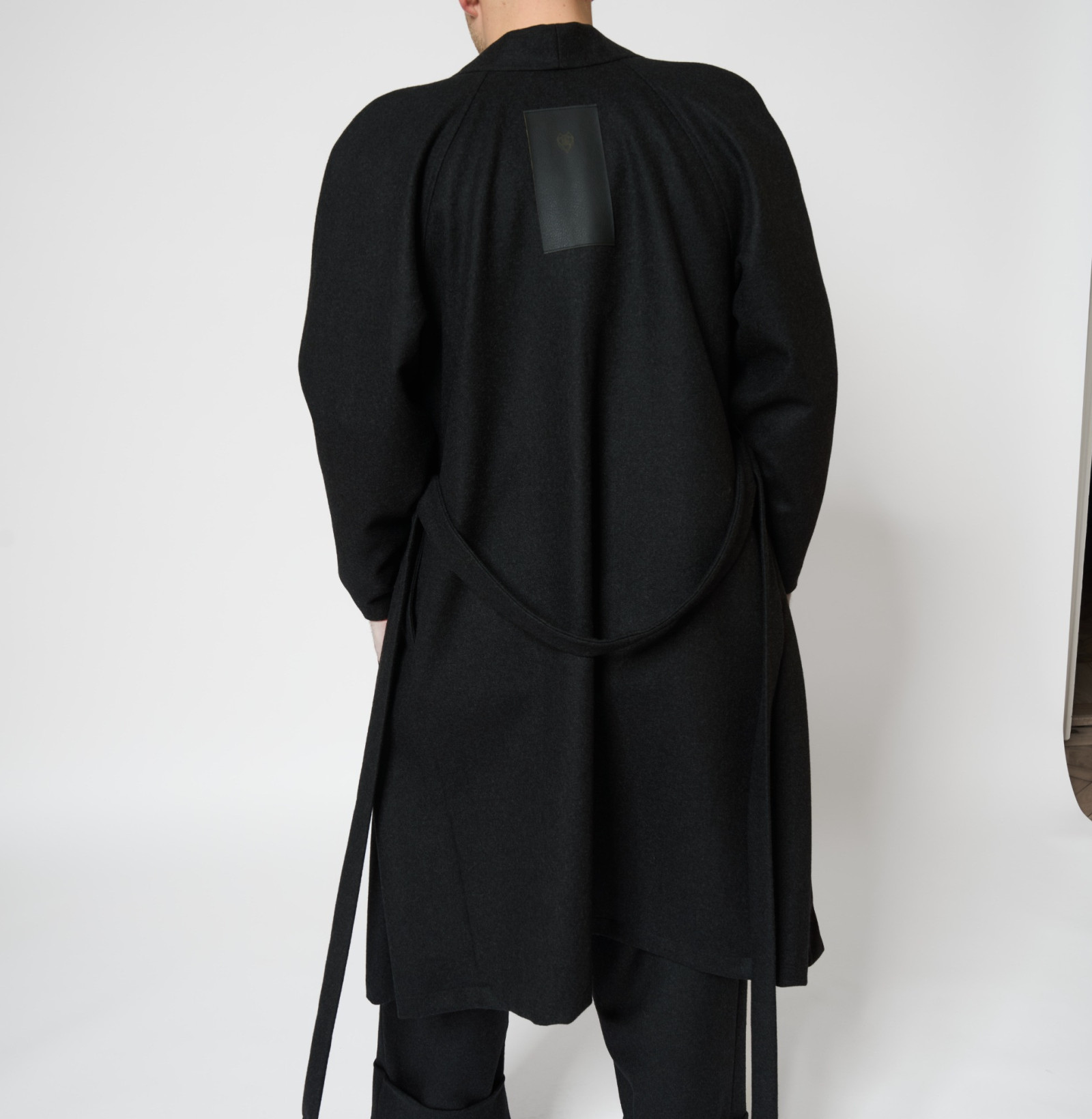 Warm Wool Kimono Coat Dark Grey