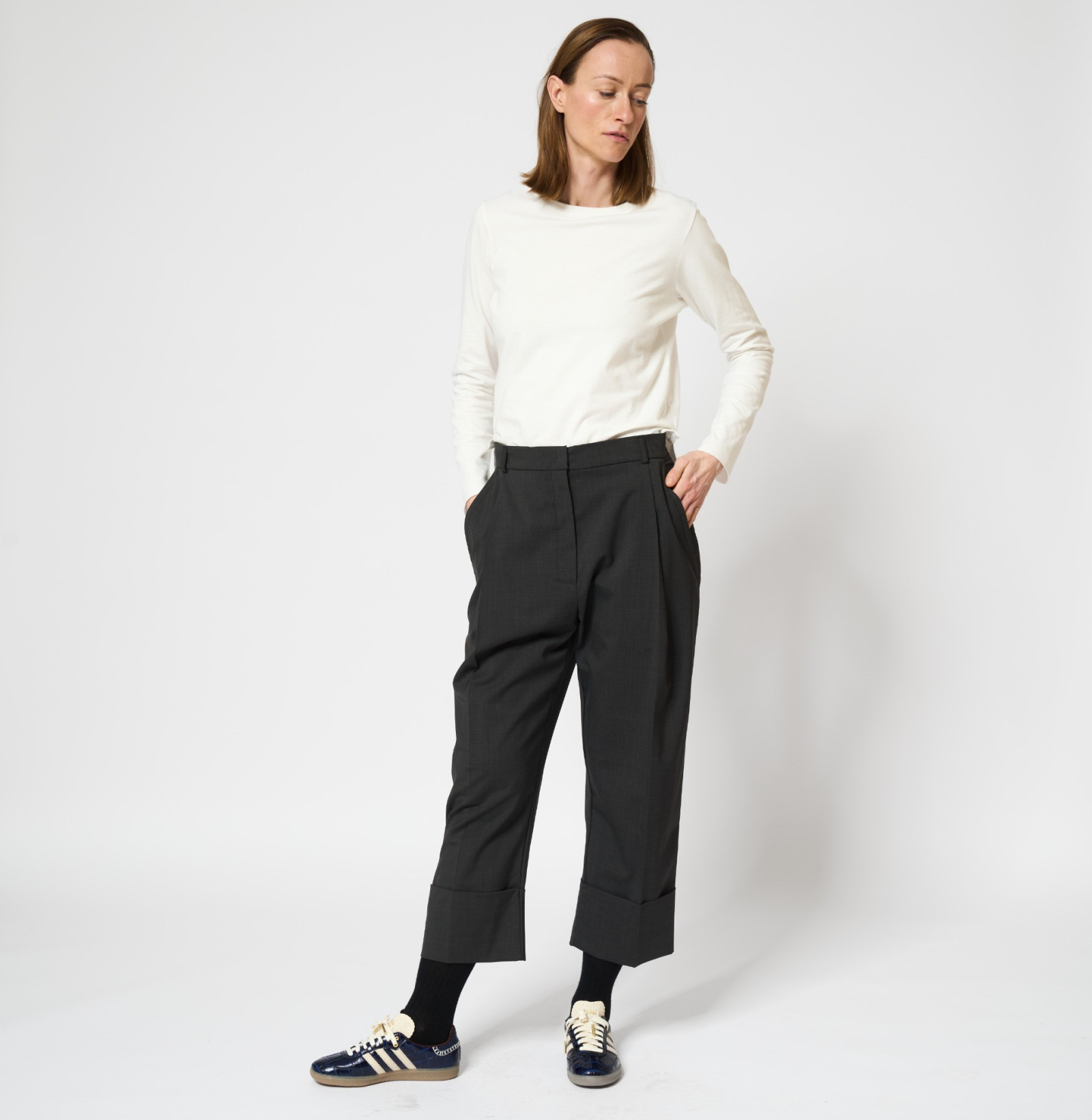 Wool Cuff Pants Anthracite