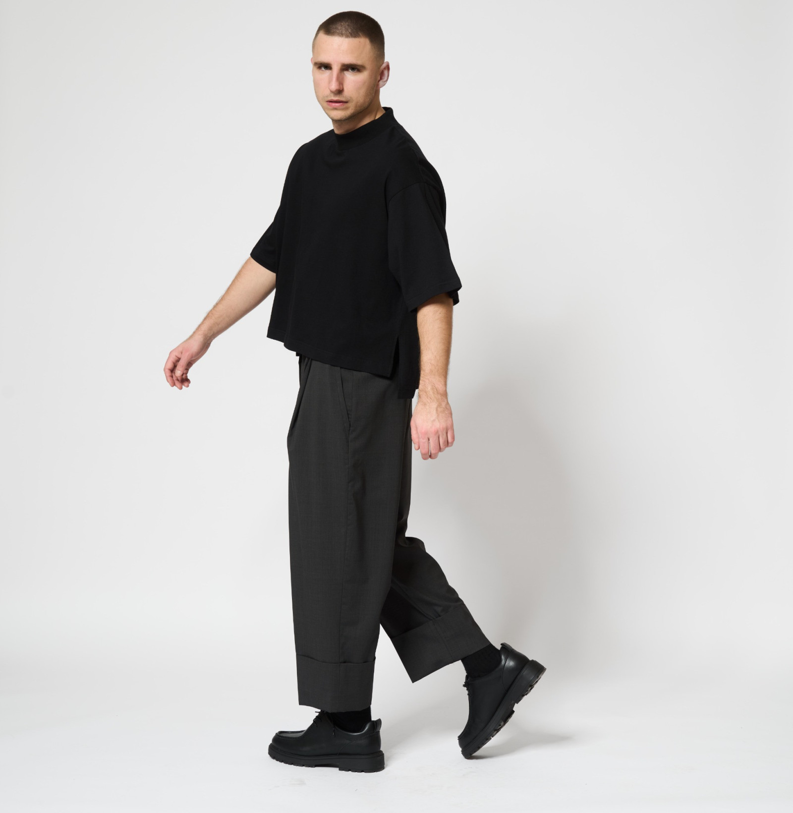 Wool Cuff Pants Anthracite