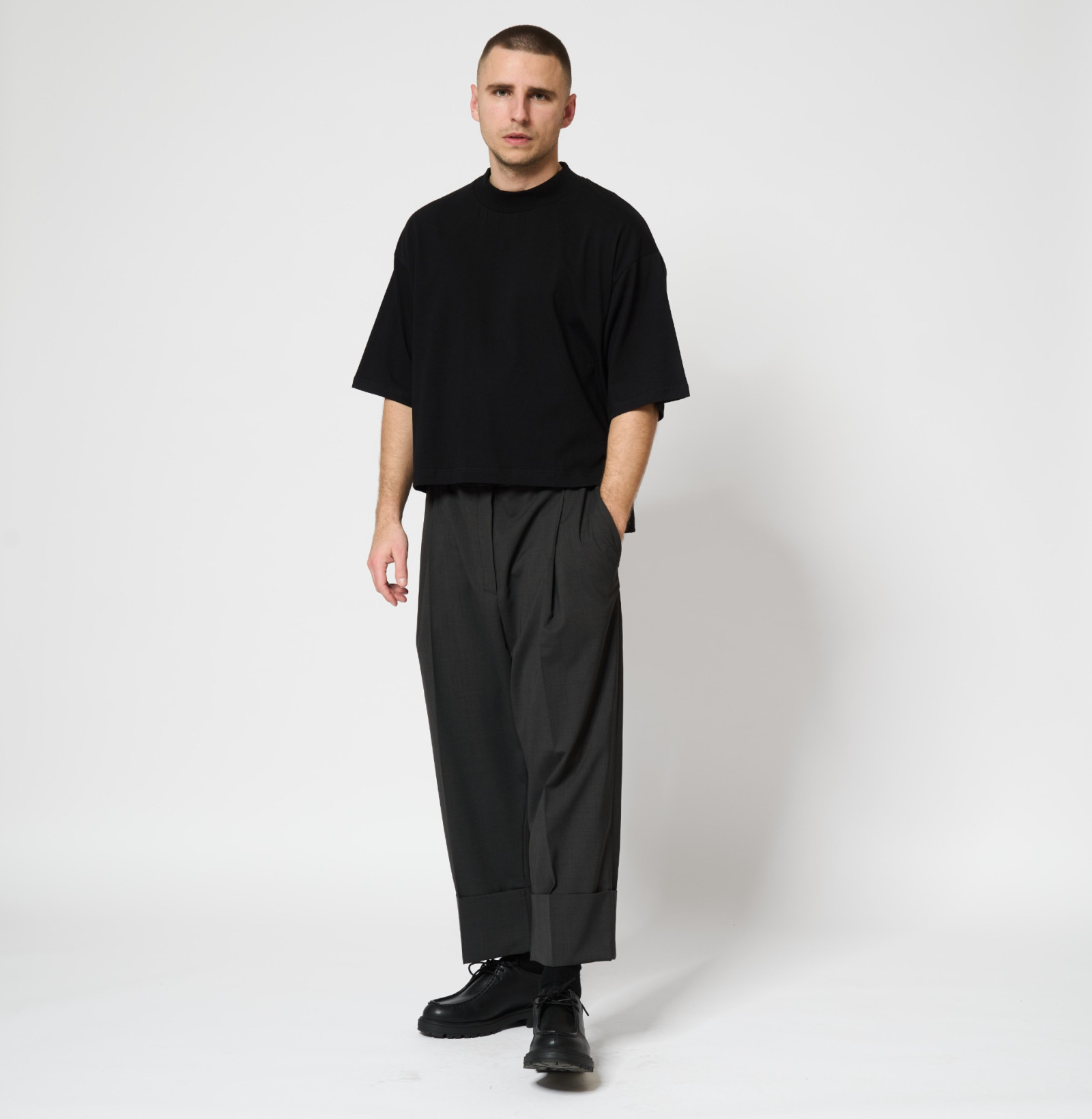 Wool Cuff Pants Anthracite