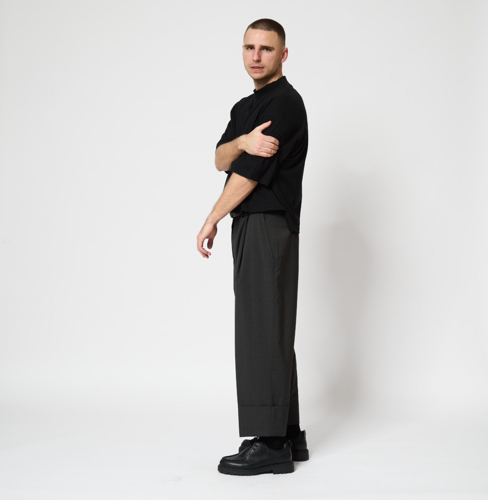 Wool Cuff Pants Anthracite