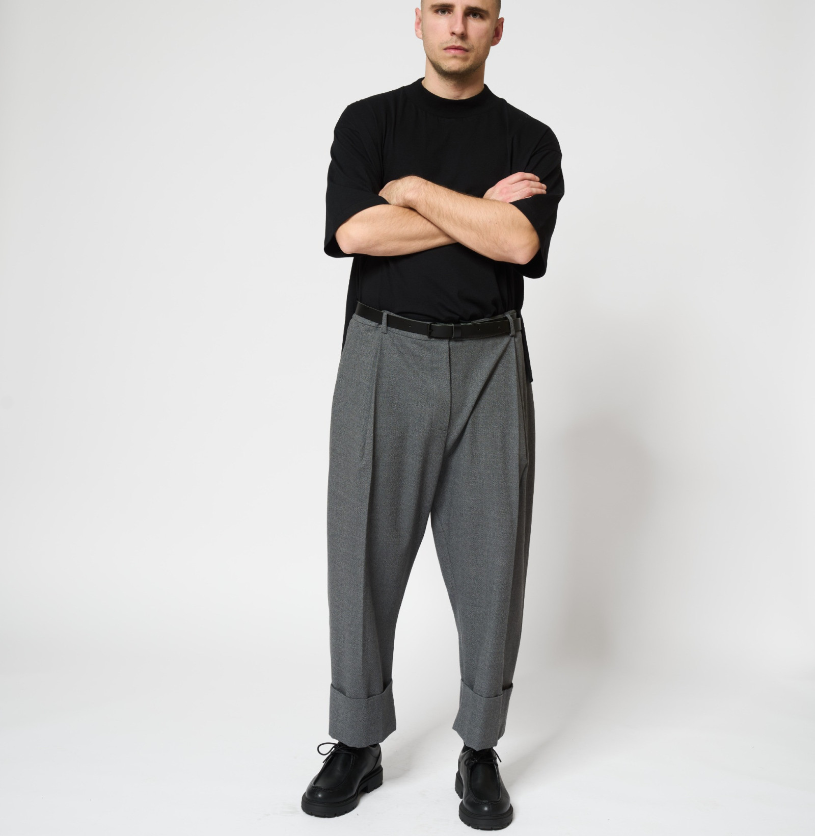 Wool Cuff Pants Grey