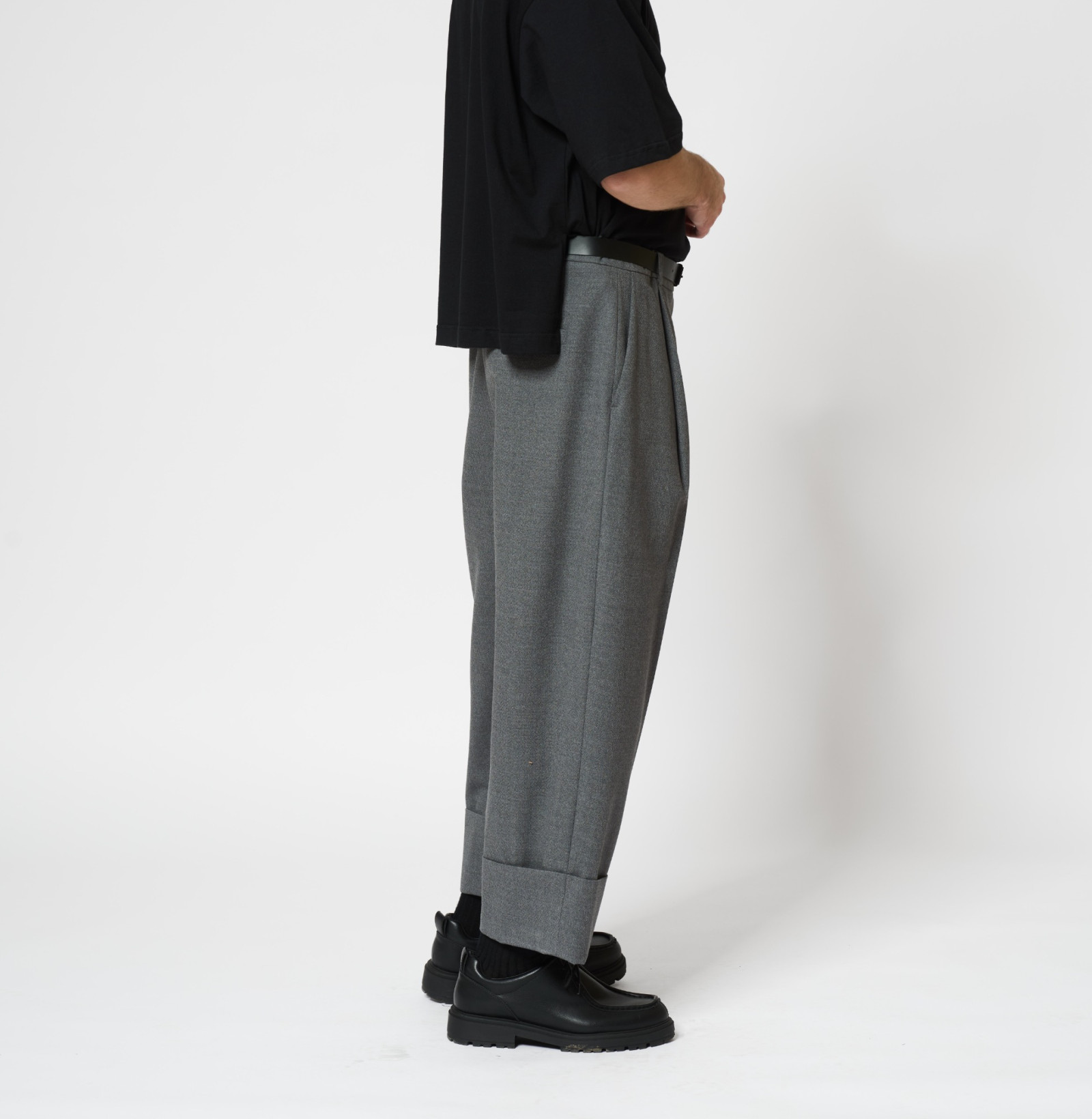 Wool Cuff Pants Grey