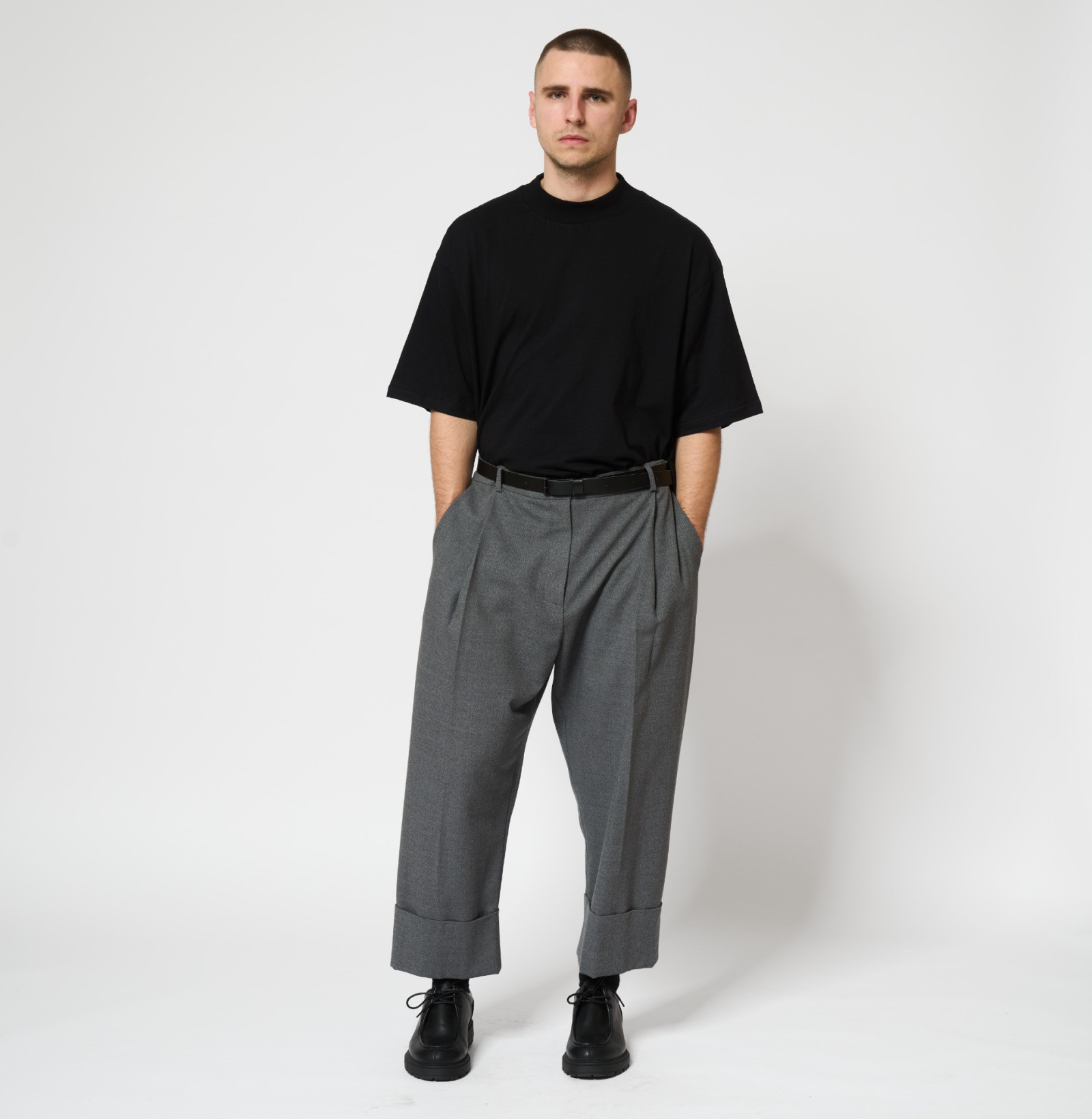 Wool Cuff Pants Grey