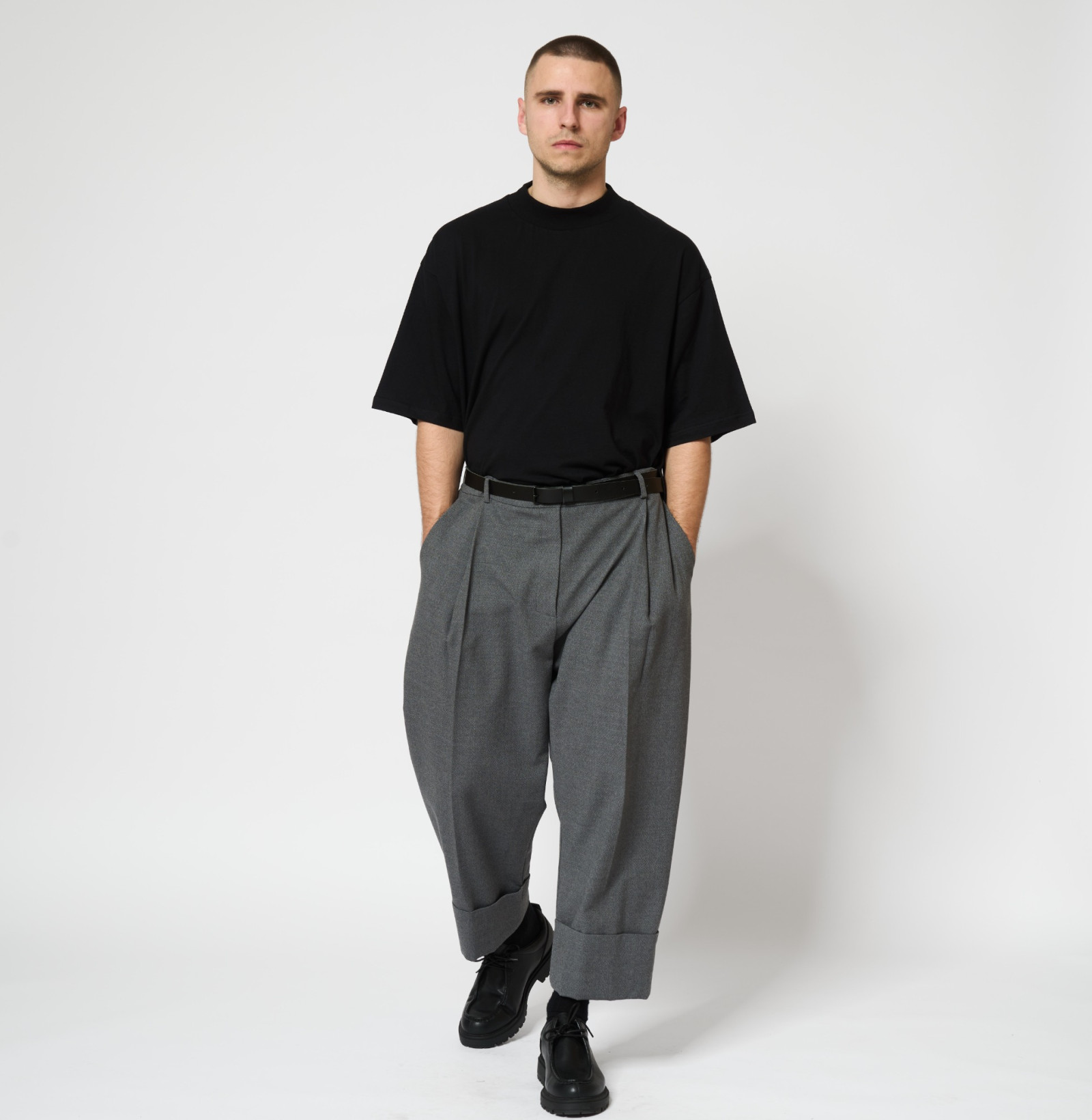 Wool Cuff Pants Grey