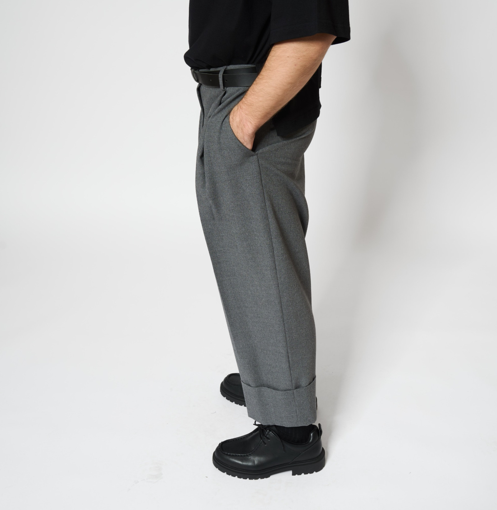 Wool Cuff Pants Grey