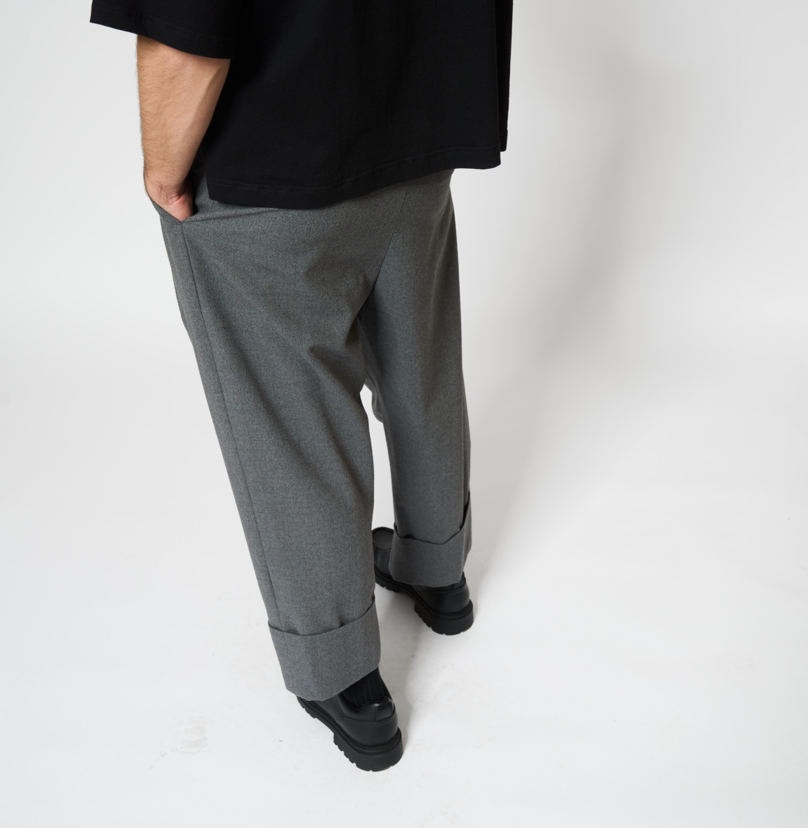 Wool Cuff Pants Grey