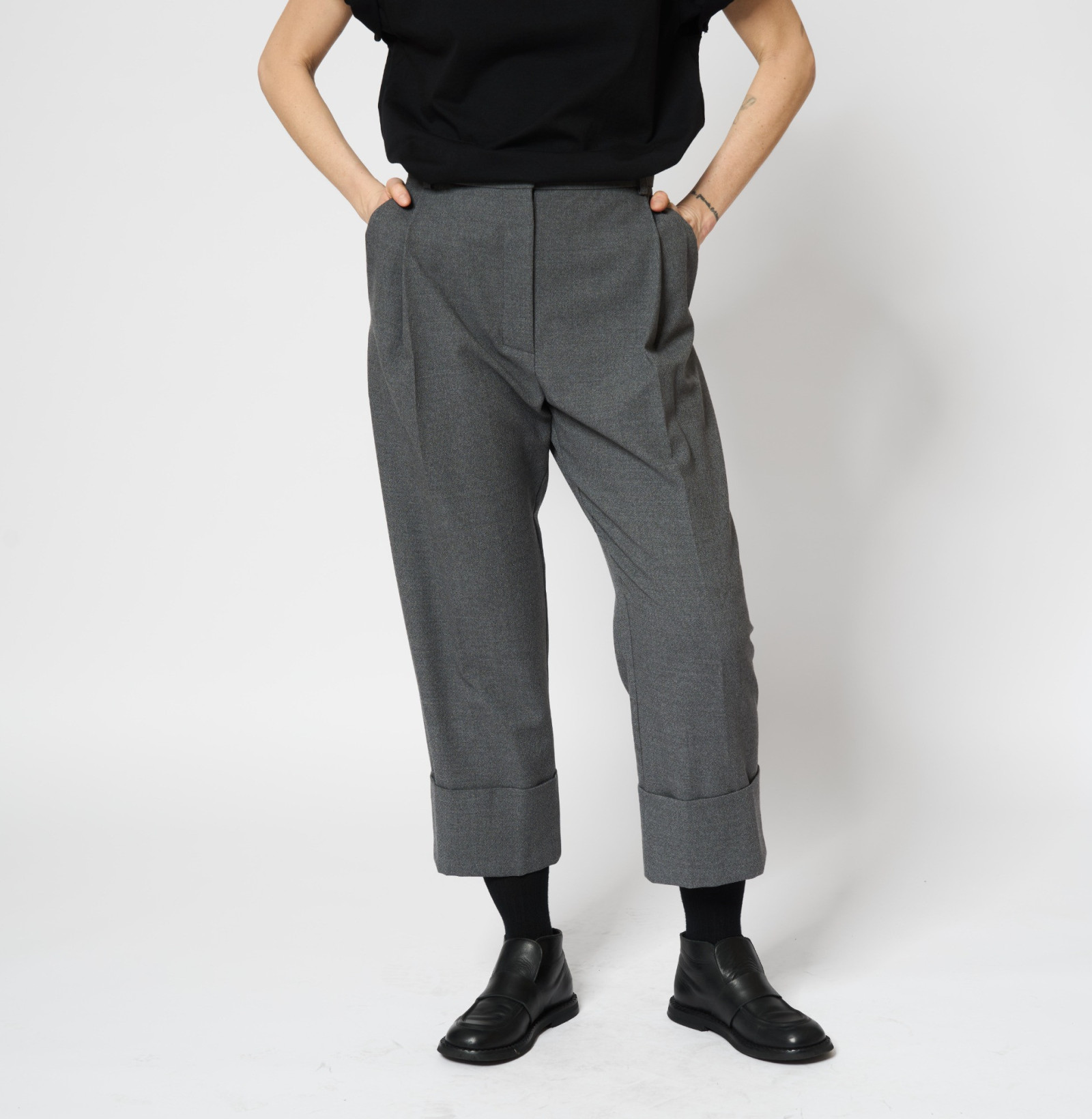 Wool Cuff Pants Grey