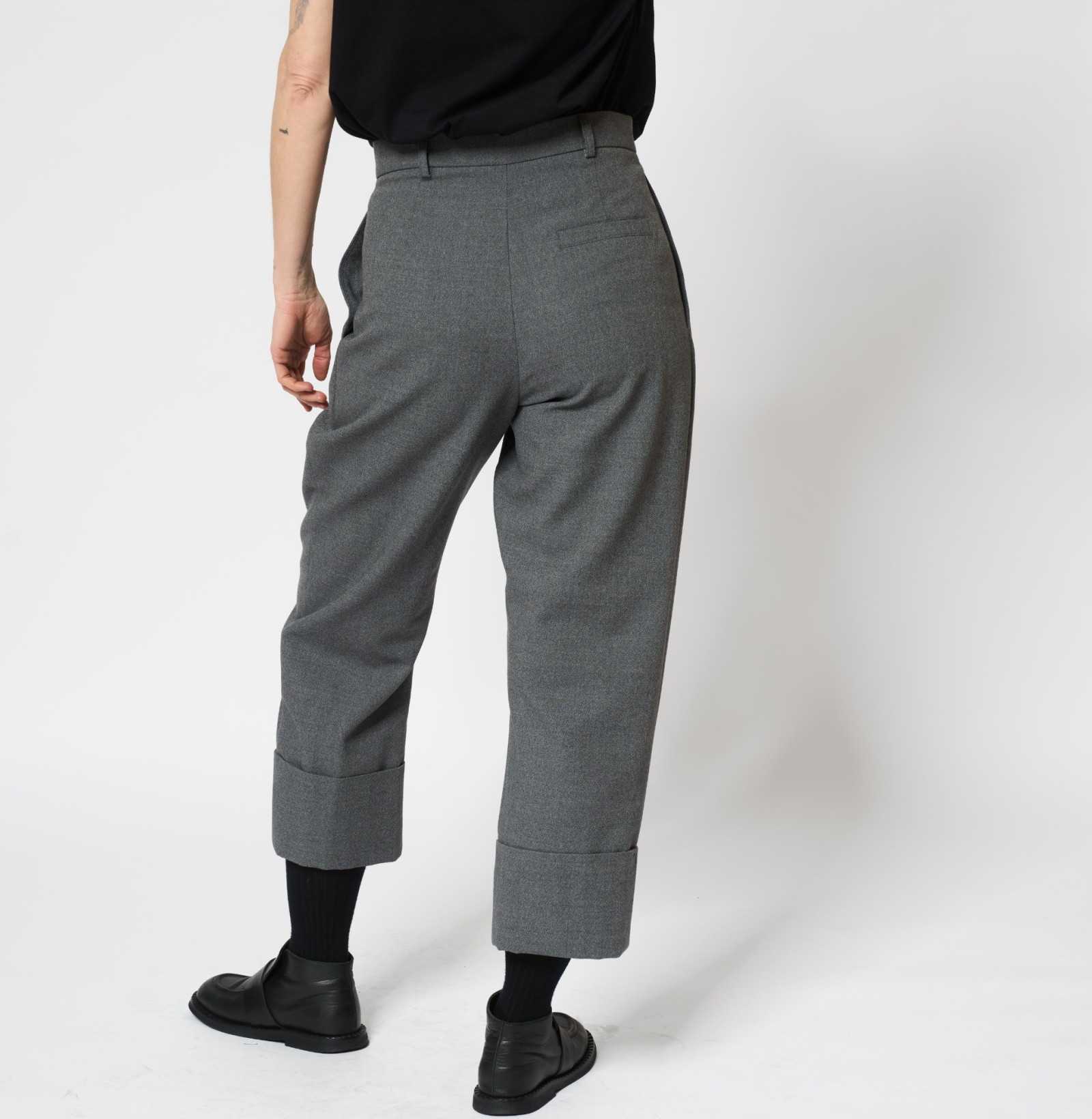 Wool Cuff Pants Grey