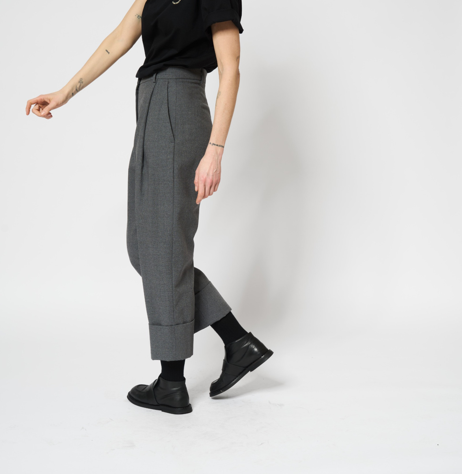 Wool Cuff Pants Grey