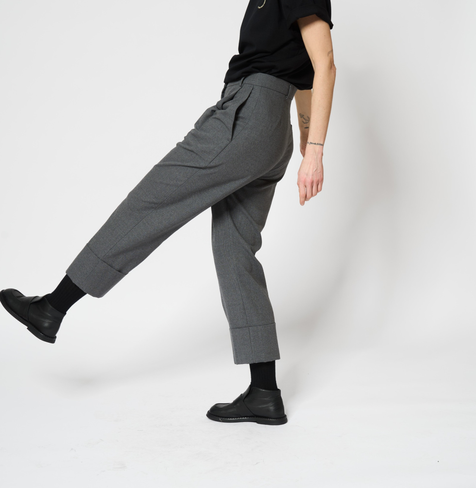 Wool Cuff Pants Grey