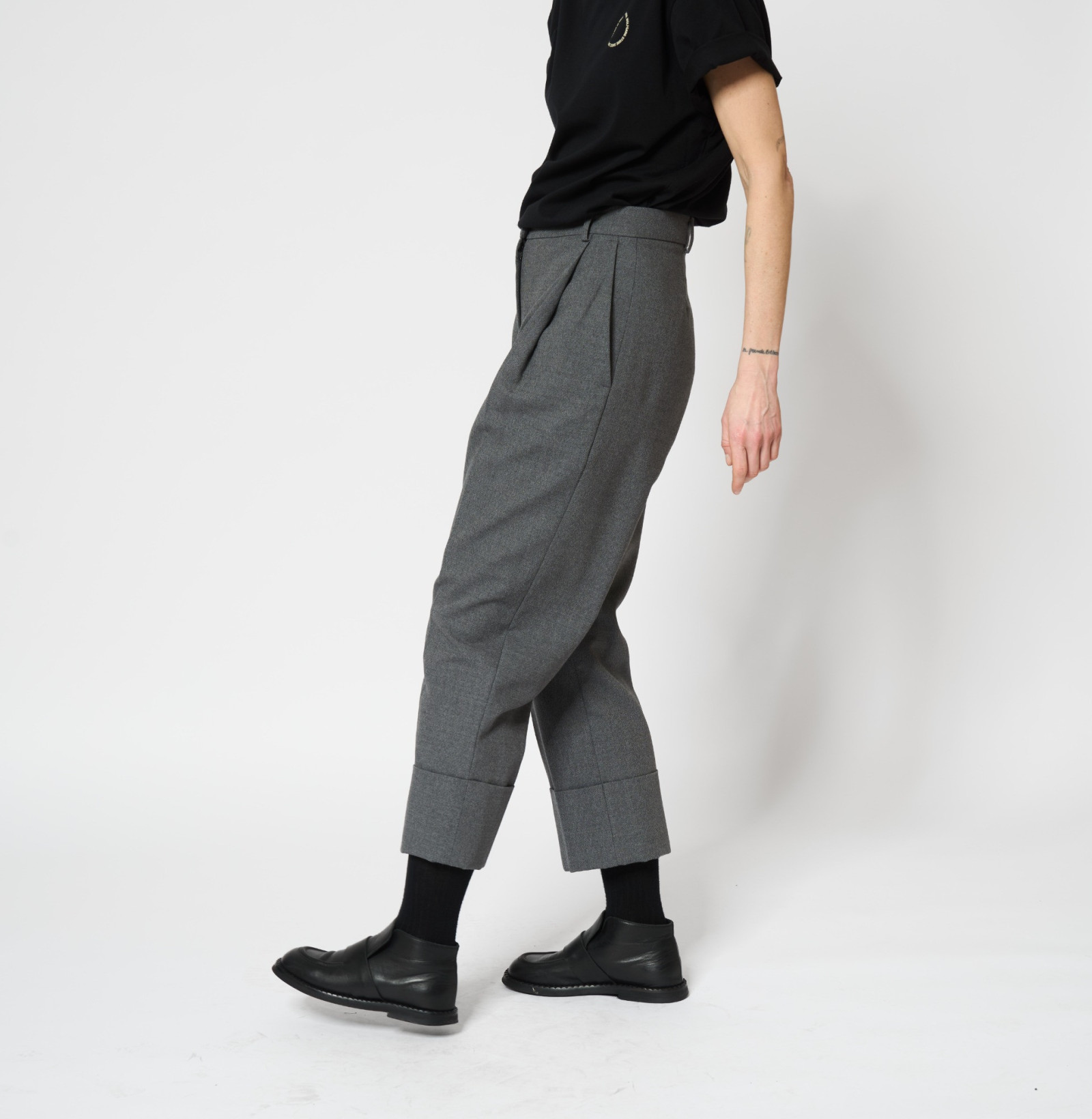 Wool Cuff Pants Grey